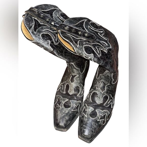 Sterling River CowGirl Cowboys Black/Gray Embroidered Leather Made InMexico - Picture 2 of 7